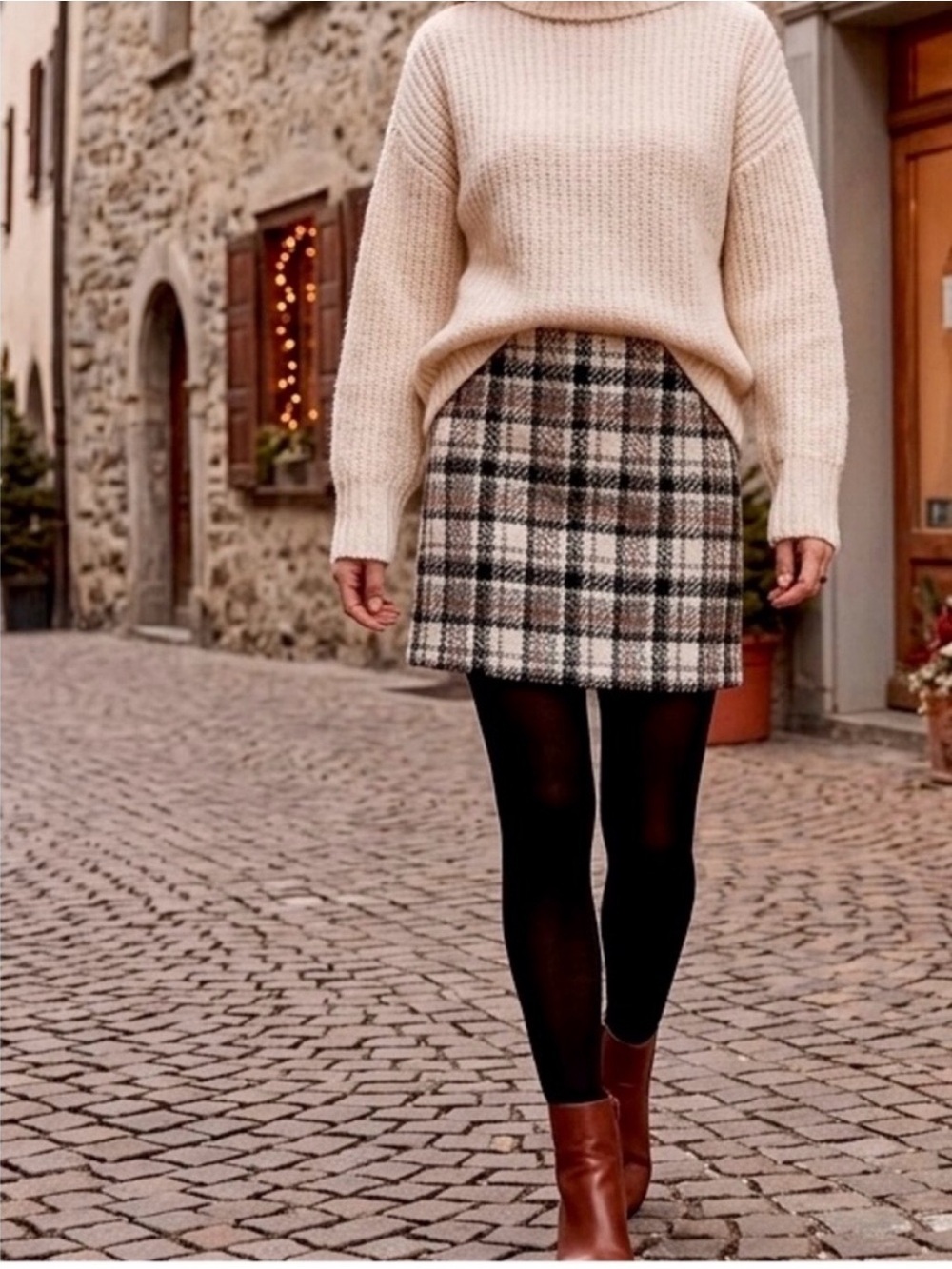 Festive Plaid Bouclé Mini Skirt by Autres Filles